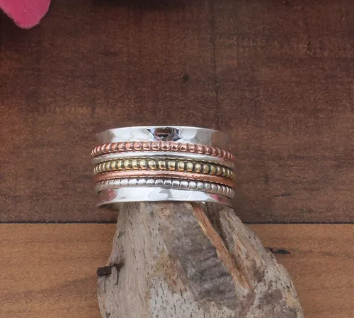 Miniatura 62 de Boho Spinner Ring, Mothers Day Gift, Silver 925 Women Ring, Sterling Silver 925 Ring, Fidget Spinner Ring,Women Silver Anxiety Ring