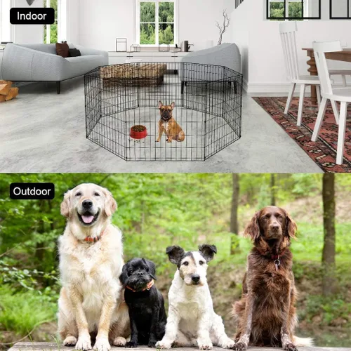 Miniatura 3 de BestPet - Corralito plegable de metal para perros, para interiores y exteriores, 8 paneles de 24 pulgadas