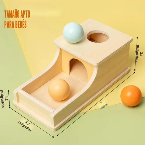 Miniatura 4 de Busy Edition Juguetes Montessori para bebés de 6 a 12 meses Caja de permanencia de objetos Caja de bolas de madera caídas Juguetes de juego