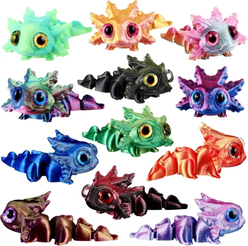 Miniatura 33 de Honoson 12 piezas de animales impresos en 3D 3D mini animales flexibles y articulados pequeños para aliviar el estrés de mascotas, para adultos