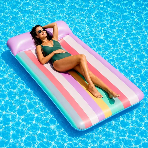 Miniatura 9 de FindUWill Flotadores inflables para piscina, 72 x 37 pulgadas, flotadores de piscina extra grandes cubiertos de tela para adultos, balsa de piscina