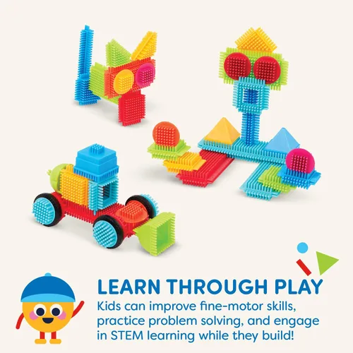 Miniatura 5 de Battat Bloques de cerdas - Bloques de construcción entrelazados STEM - Juego de 50 piezas - Estuche de transporte reutilizable - Juguetes