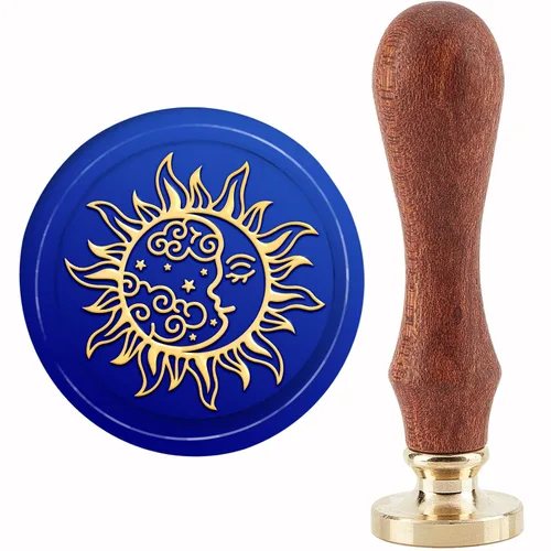 Miniatura 11 de CRASPIRE Sello de cera de huella – Oso, luna de bosque de 1.181 in, cabeza de latón extraíble retro vintage con mango de madera para invitaciones