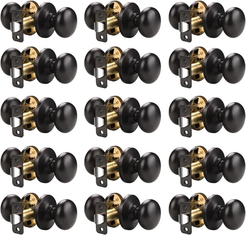 Miniatura 23 de KNOBWELL Paquete de 8 pomos de puerta de privacidad para baño y dormitorio, pomo de puerta negro mate con cerradura, cerradura de manija de puerta