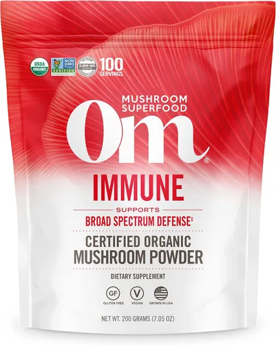 OM MUSHROOM SUPERFOOD Suplemento de superalimento en polvo de hongos de mezcla inmunológica, bolsa de 7.05 onzas, 100 porciones, mezcla de hongos,
