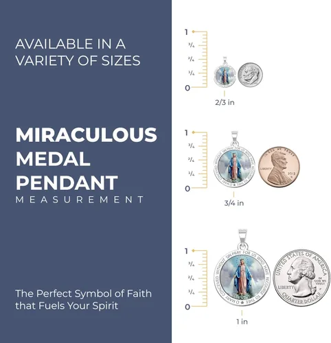 Miniatura 3 de Picturesongoldcom Collar con medalla milagrosa católica Virgen María colgante redondo para mujeres y hombres hecho en oro amarillo o blanco de 10
