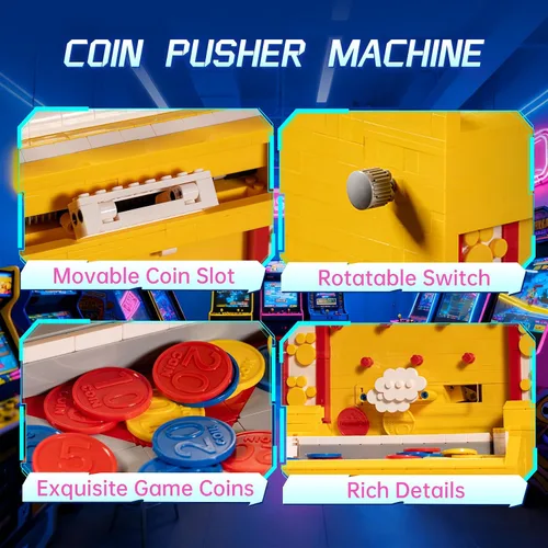 Miniatura 3 de Sosuy Juego de bloques de construcción motorizados para empujador de monedas, 2093 piezas, juego de arcade interactivo para construcción