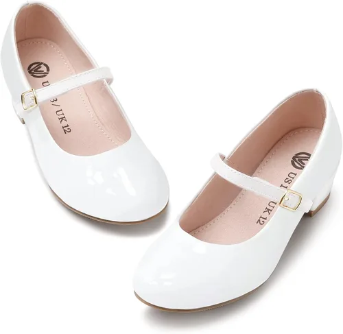MIXIN Zapatos de vestir Mary Jane para niñas, zapatos de bailarina de princesa, zapatos de tacón bajo para fiesta escolar, boda, zapatos de regreso