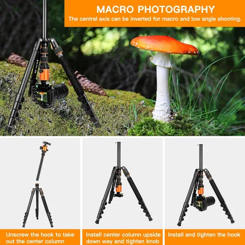 Miniatura 6 de Trípode para Cámara de 82" de Alto Uso Pesado, Trípode Monópode de Aluminio DSLR Victiv para Fotografía de Viaje, Soporte de Cámara Profesional