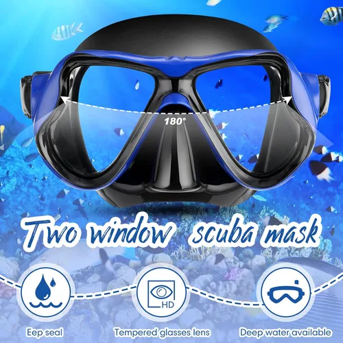 Miniatura 4 de Preboun 4 máscaras de buceo para adultos, antiempañamiento, sin fugas, gafas de snorkel para hombres y mujeres, gafas de natación panorámicas