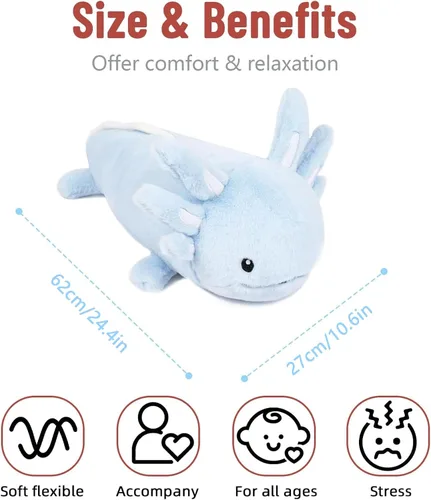 Miniatura 4 de Niuniu Daddy Animales de peluche con peso de ajolote azul de 24 pulgadas 5 libras para niños, adultos, niñas, niños, juguete de peluche gigante