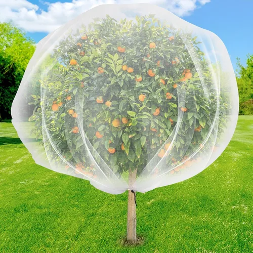 Miniatura 9 de Red para árboles frutales de 6 x 7 pies, cubierta de malla ultrafina para árbol de insectos de jardín con cordón, barrera transparente para plantas