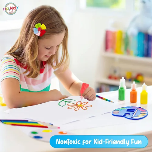 Miniatura 6 de Pintura de soplo, paquete de 6 pinturas para tela 3D, colores neón, permanente, no tóxica y lavable, juego de pintura para niños a partir de 3 años