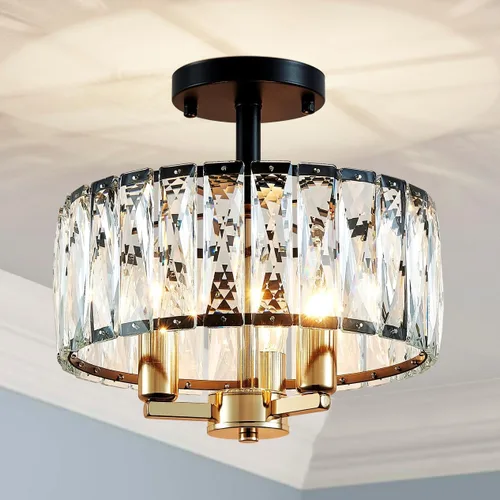 Miniatura 9 de AGV LIGHTING CL003F - Lámpara de techo de cristal K9, moderna lámpara de techo semiempotrada, perfecta para sala de estar, dormitorio, comedor, D13