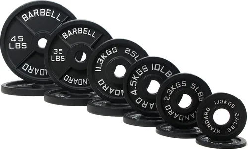 Miniatura 28 de Signature Fitness Olympic - Placa de pesas de hierro fundido de 2 pulgadas para entrenamiento de fuerza y levantamiento de pesas, varios tamaños