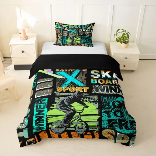 Miniatura 10 de Erosebridal Funda de edredón de madera con puerta de granero, juegos de ropa de cama estilo occidental, tamaño Queen, funda de edredón rústica