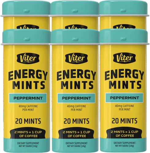 Miniatura 14 de Viter Energy Mentas con cafeína, 40 mg de cafeína, vitaminas B, sin azúcar. (menta, 8 onzas, bolsa a granel)