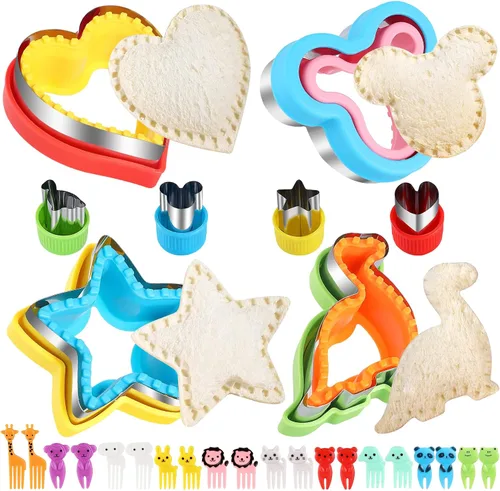 Cortador de sándwich y sellador de 28 piezas para niños, cortador de sándwich sin cortar, cortadores de sándwich para el almuerzo de niños,