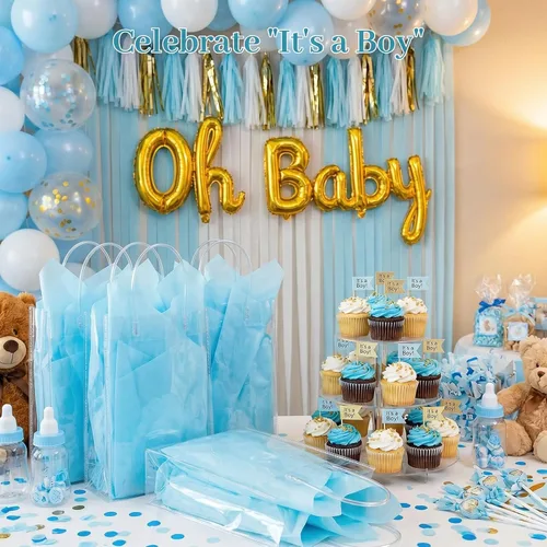 Miniatura 3 de Shindel 120 hojas de papel de seda azul, papel de seda azul claro de 20 x 14 pulgadas para bolsas de regalo, Navidad, cumpleaños, boda, baby shower