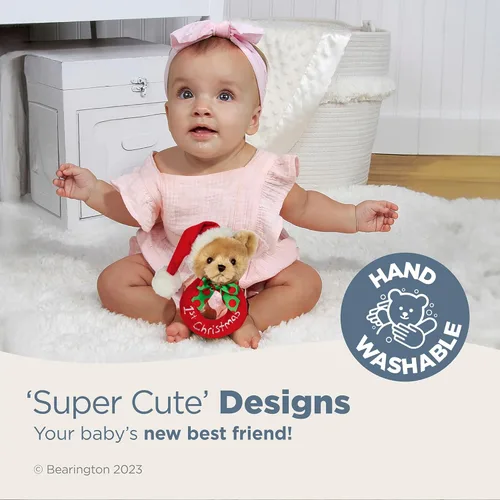 Miniatura 3 de Bearington Baby 1st Christmas - Oso de peluche de 5.5 pulgadas, sonajeros suaves y anillos de peluche, para edades de 0 a 14 años