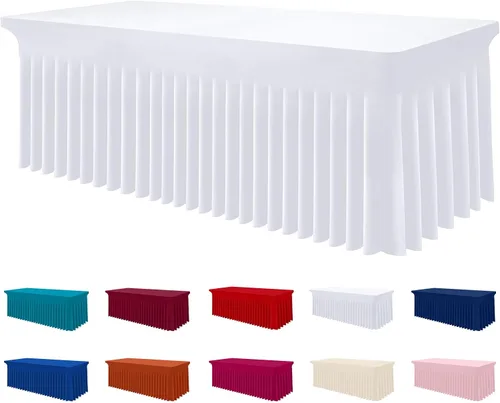 Miniatura 24 de Smiry Mantel de Spandex, Mantel Elástico Ajustable Extensible para Mesas Rectangulares de 6 Pies, Falda Cubierta de Mesa Impermeable y Lavable