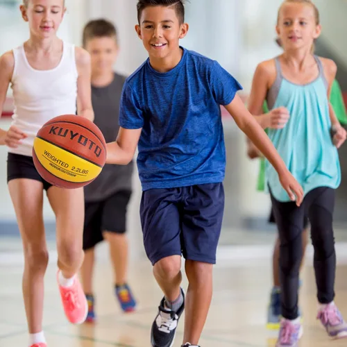 Miniatura 7 de KUYOTQ 3LBS/3.3LBS/2.2LBS Weighted Heavy Training Basketball 29.5/28.5" in and Outdoor Improving Handling Dribbling Passing Rebounding Skill marrón