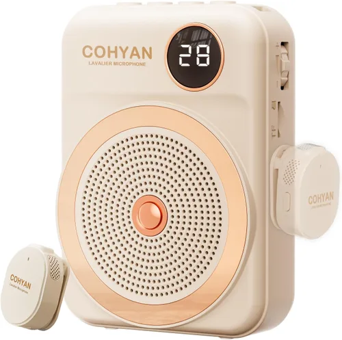 Miniatura 7 de Amplificador de voz para profesores con micrófono inalámbrico de solapa Lavalier, micrófono Bluetooth portátil y altavoz, megáfono de bocina