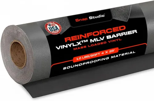 Miniatura 9 de VinylX™ Vinilo reforzado con carga en masa (MLV) – Barrera insonorizada flexible y resistente para paredes, techos, suelos – Clasificación ASTM