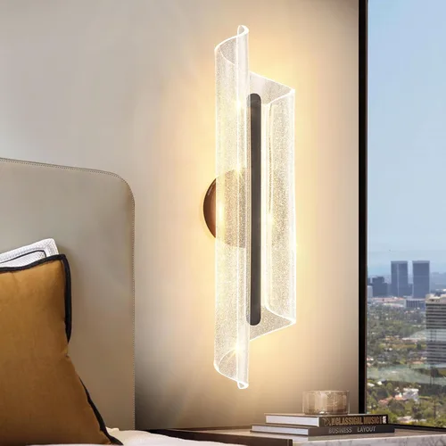 Aplique de pared negro moderno lámpara de pared regulable LED lámpara de pared para sala de estar, pasillo, baño, dormitorio, 19.7 pulgadas