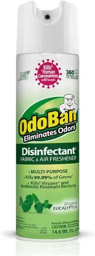 OdoBan Desinfectante en aerosol continuo de 360 grados listo para usar y eliminador de olores fuertes, ambientador de telas y aire, fabricado en los