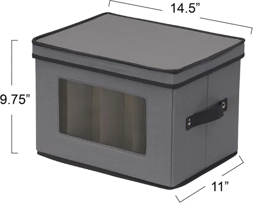 Miniatura 3 de Household Essentials Caja de almacenamiento para copas de champán, 12 compartimentos resistentes, panel frontal con ventana, 2 asas remachadas, caja
