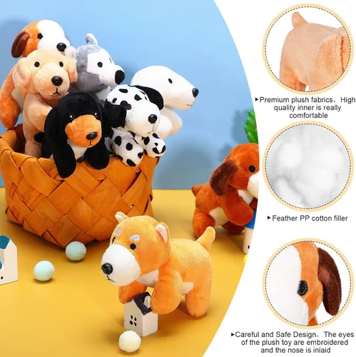 Miniatura 3 de Sumind 8 piezas de perros de Navidad de peluche, surtido a granel de lindos perritos de peluche de 5 pulgadas, pequeño animal para Navidad