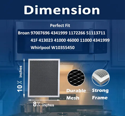 Miniatura 2 de Paquete de 3 filtros de campana extractora de carbón de 8.75 x 10.5 pulgadas, compatible con Whirlpool W10355450 Broan Nutone 6105C 41F 413023 41000