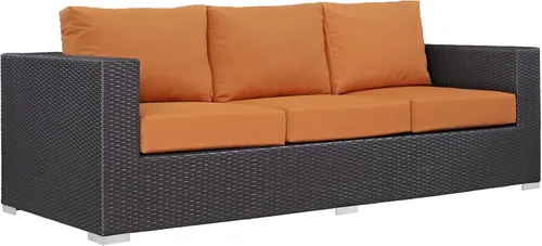 Miniatura 7 de Modway Sofá de mimbre para patio al aire libre Convene en color beige espresso