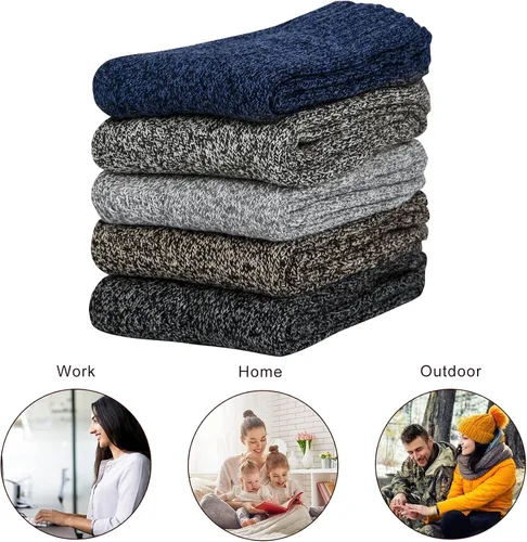 Miniatura 4 de YSense 5 Pairs Womens Wool Socks Thick Knit Warm Winter Socks Cozy Comfy Socks Gifts for Women