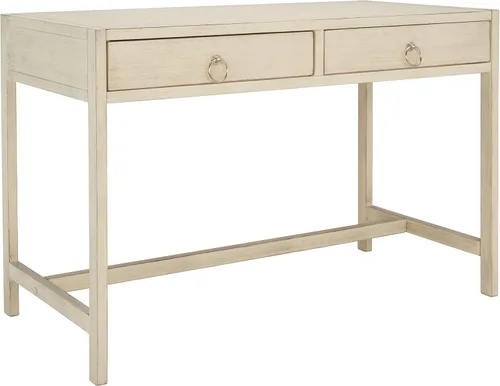 Miniatura 12 de SAFAVIEH Muebles - Escritorio Esther con 2 cajones, color gris, madera maciza, diseño de herrajes dorados glamorosos, ideal para oficina en casa