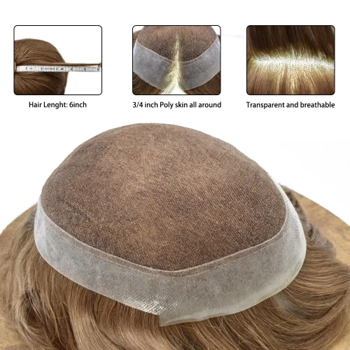 Miniatura 144 de Toupee para hombres Piezas de cabello humano real Encaje suizo para hombres Toupee unidades de cabello humano europeo para hombres Hairpieces