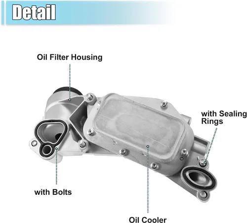 Miniatura 4 de X AUTOHAUX 93186324 Conjunto de adaptador de carcasa de filtro de aceite del enfriador de aceite del motor con juntas para Chevy Aveo para Chevrolet