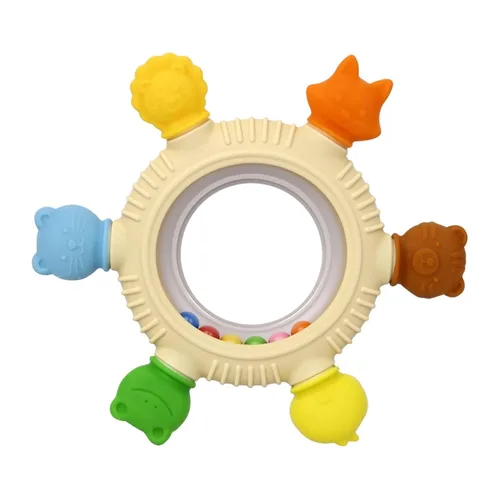 Juguetes de dentición para bebés, anillos de dentición, mordedores de silicona para bebés de 6 a 12 meses, sonajeros y anillos de felpa, juguetes