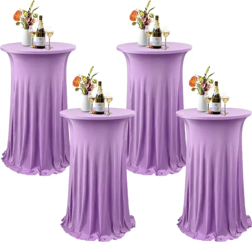 Miniatura 12 de ANMINY Paquete de 4 fundas para mesa de cóctel de elastano con falda con volantes, ropa de cama elástica para mesas redondas de 24 pulgadas