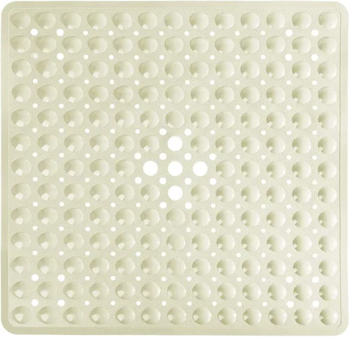Yimobra Tapete para ducha antideslizante, 21 x 21 pulgadas, tapete cuadrado suave para ducha con ventosas y agujeros de drenaje, tapetes para baño,