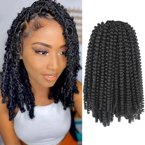 Miniatura 26 de Xtrend - Cabello trenzado de ganchillo con rizos de resorte, color rojo cobrizo, 12 pulgadas, para rizos de mariposa de imitación, extensiones