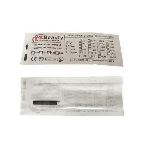Miniatura 7 de Nano 0.007 in Microblading Agujas Piercing Tatuaje Aguja Microblade para Maquillaje Permanente Microblading (Diámetro 0.007 in, 14U-Shape)