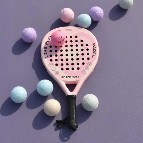 Miniatura 6 de Padel Racket, Carbon Fiber Surface Padel Racquet, Lightweight, Ideal for Training/Matches Rosa