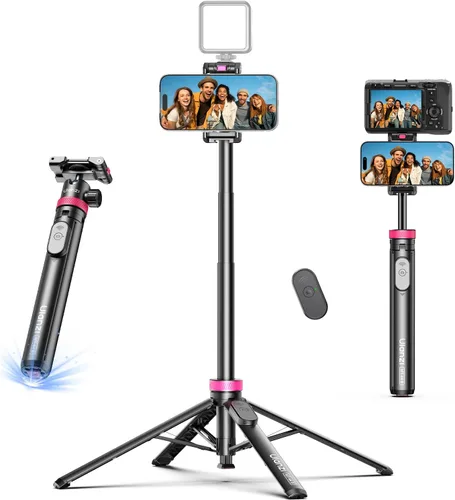 ULANZI Trípode para teléfono abierto automático de 0.01s con control remoto, MT44B 59 pulgadas para selfie stick trípode con doble montaje para