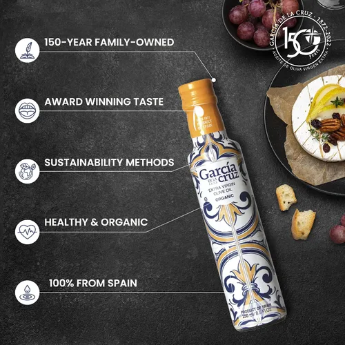 Miniatura 3 de GARCÍA DE LA CRUZ - Aceite de oliva extra virgen orgánico, Aceite Premium Maestro Molinero, Tonos almendra y tomate, Cuerpo suave, Origen en España