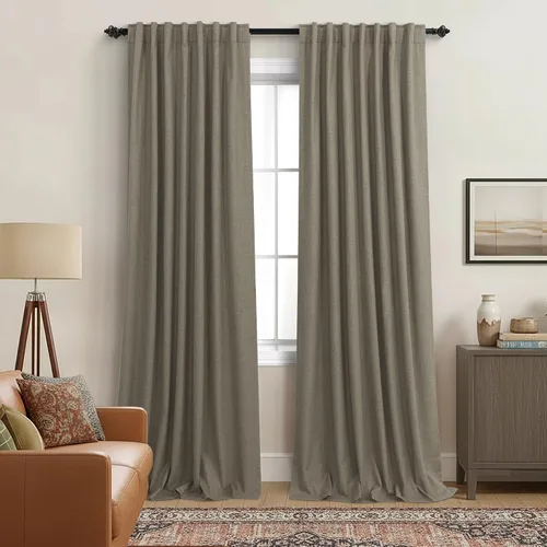 Miniatura 34 de KOUFALL - Cortinas de medio estilo francés de lino para ventana, juego de 2 cortinas cortas de 40 pulgadas de longitud, para privacidad, cortinas