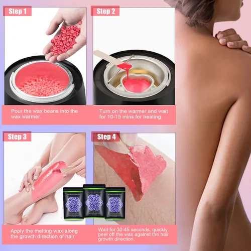 Miniatura 3 de Cuentas de cera para depilación de 10.5 oz (300 g), granos de cera dura para piel sensible brasileña, cara, bikini, cejas, piernas, sin dolor para 3