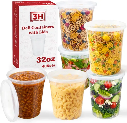 Miniatura 9 de Recipientes de 8 onzas con tapas (48 juegos/96 piezas) pequeños recipientes de plástico para aperitivos, congelador, microondas, sin BPA