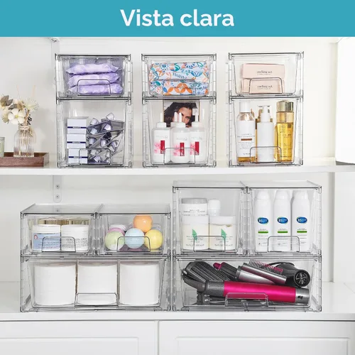 Miniatura 2 de Vtopmart Juego de 5 cajones de almacenamiento apilables transparentes, fáciles de montar, organizadores de acrílico para debajo del fregadero
